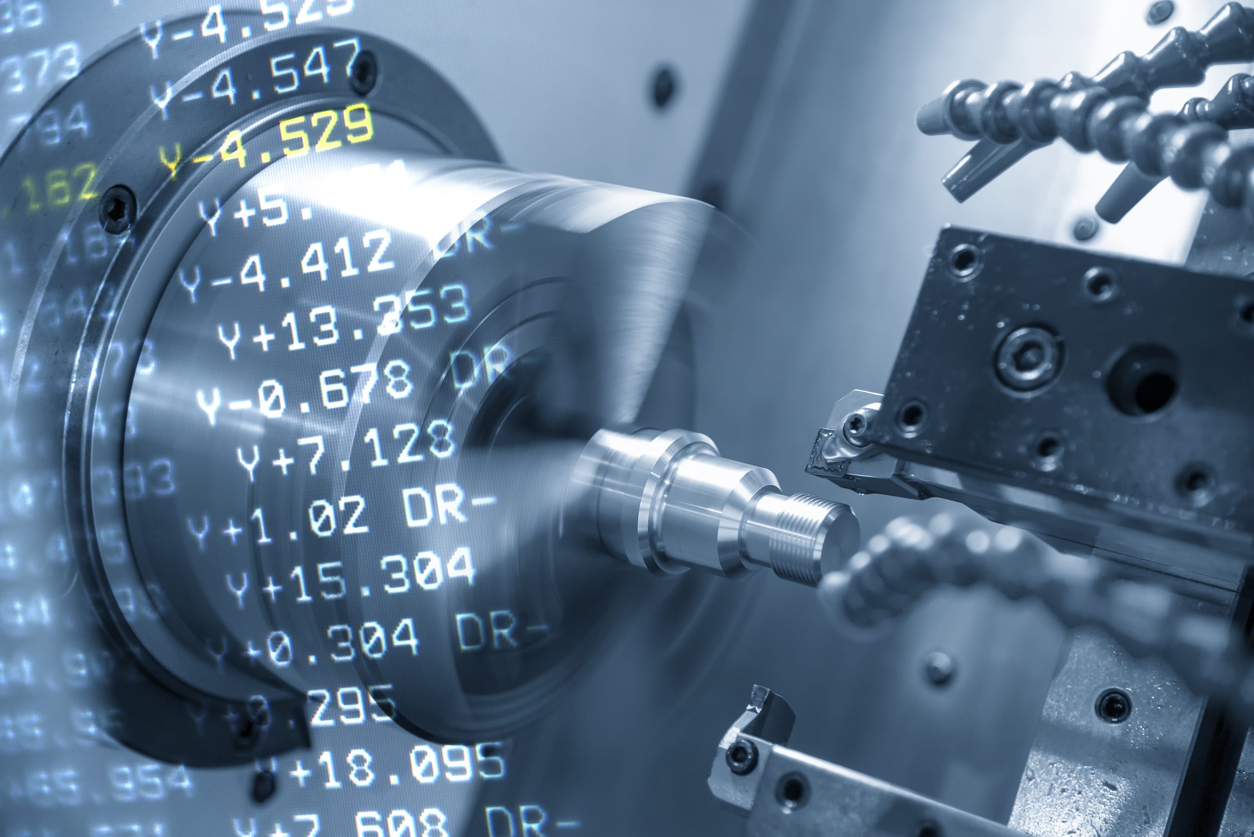 G-code Overview and Related Resources for Machinists The abstract scene of CNC lathe machine or turning machine and the NC data cutting the thread at the steel shaft.The threading process on the CNC lathe machine .