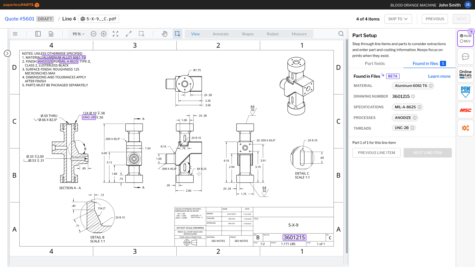 Paperless Parts Launches Wingman™, the Company’s New AI-Powered Automation Tools to Make Quoting from Prints Faster and Less Error-Prone wingman-screenshot (1)